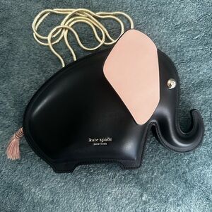Authentic Kate Spade Tiny Elephant Crossbody in black leather